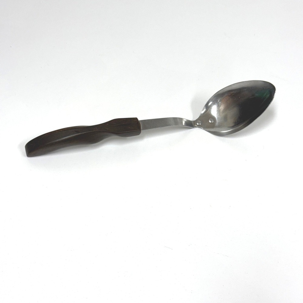 Vtg Cutco No 12 Serving Spoon Stainless Steel Offset Brown Marbled Handle USA